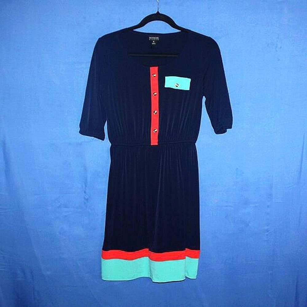 En Focus Studio Navy Colorblock Dress 6